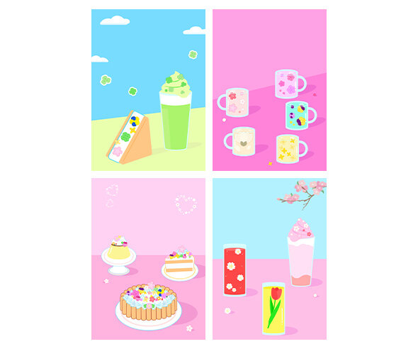 꽃잎 카페 광고 포스터(문구없음)