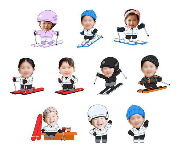 스키장에 있는 아이 합성이미지