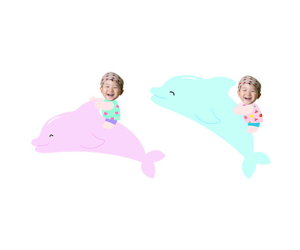 돌고래 타는 아이 합성이미지