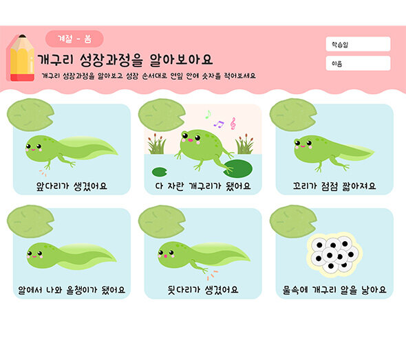 개구리 성장과정을 알아봐요