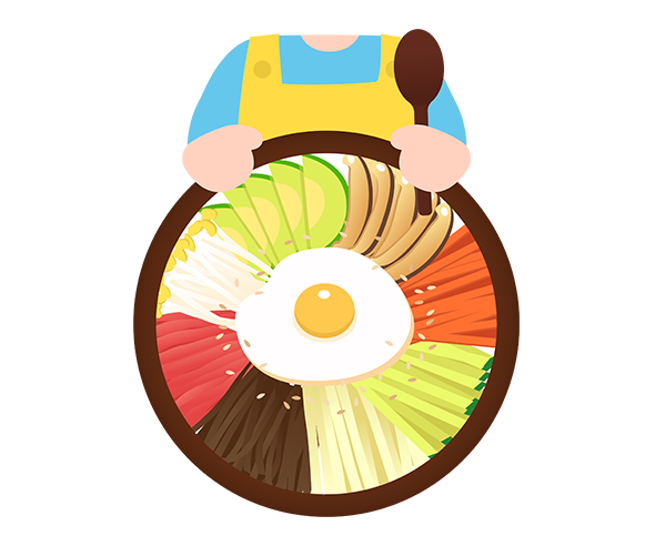 어린이와 비빔밥 합성이미지