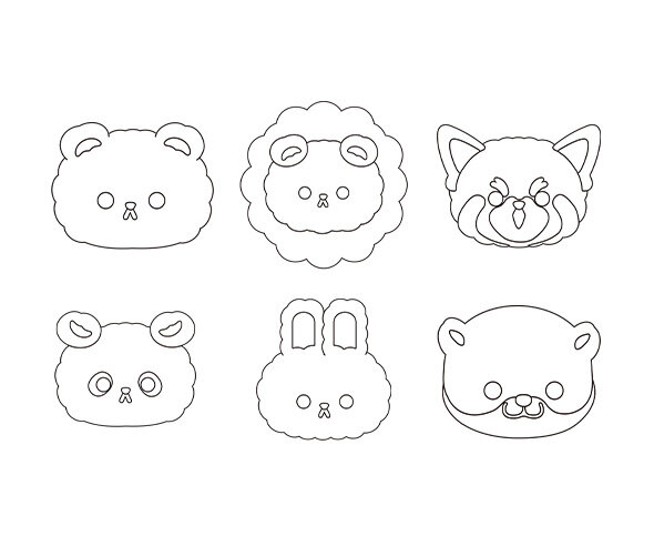 동물 얼굴 색칠 모음(곰,수달,레서판다,사자,판다,토끼)