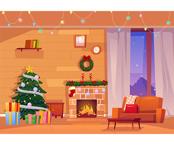 크리스마스 거실 배경