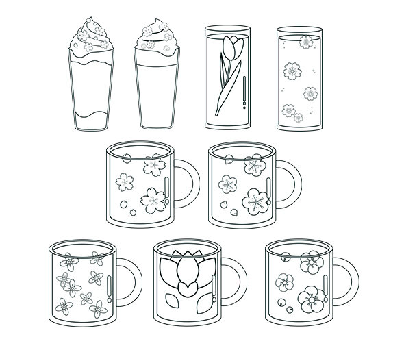 꽃잎 음료 색칠 모음