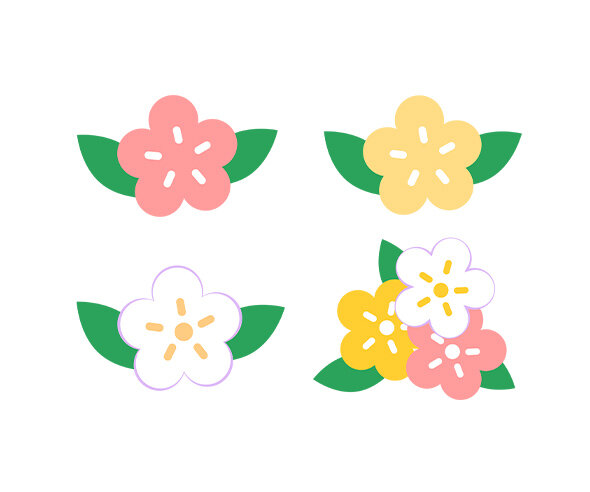 노랑, 분홍, 흰꽃