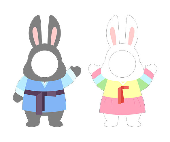 한복 입은 토끼 합성이미지