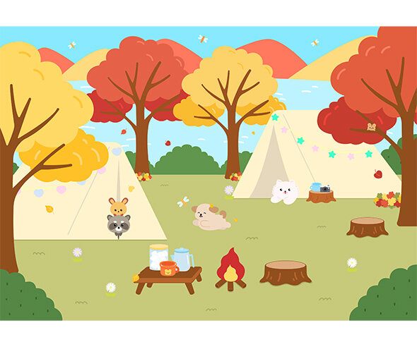 가을 캠핑 배경