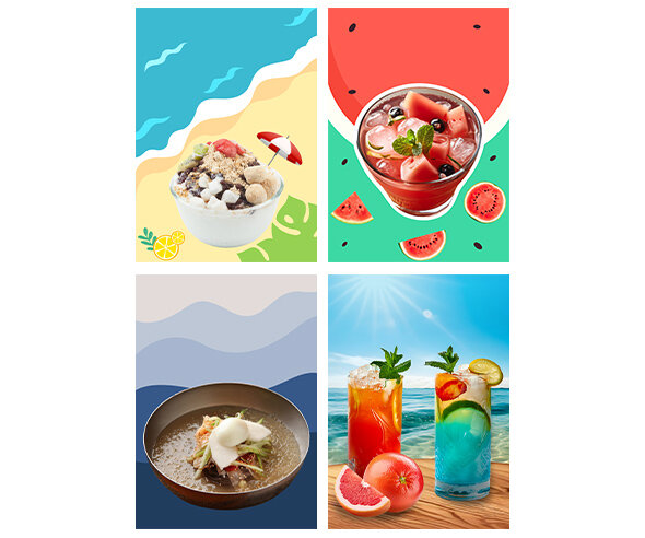 여름 음식 가게 광고 포스터(문구없음)