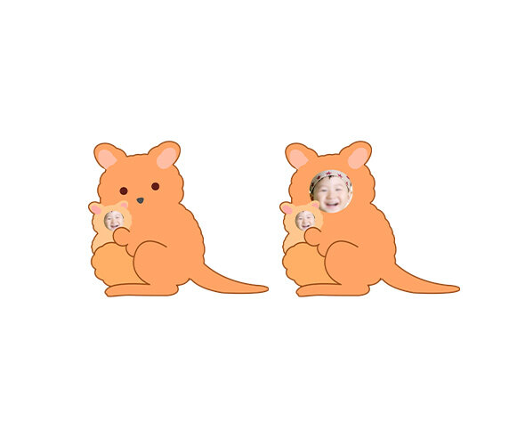 아기 캥거루와 엄마 캥거루 합성이미지
