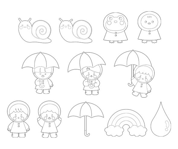 비 오는 날 색칠 모음