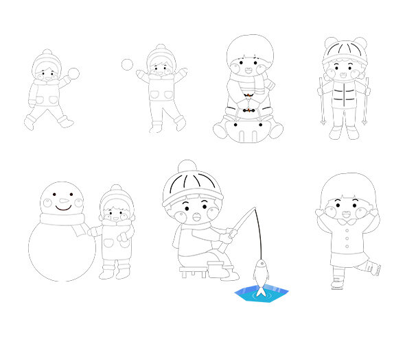 겨울놀이 색칠 모음