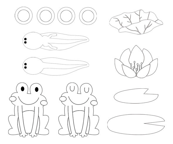개구리,연꽃,연잎 색칠 모음
