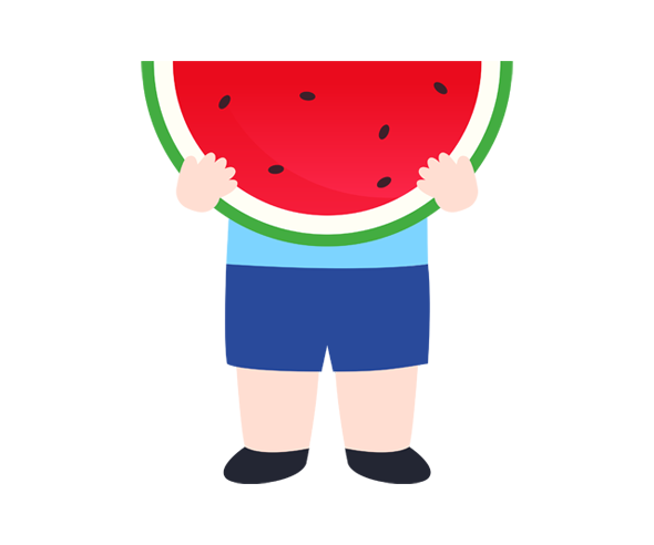 수박 먹는 남자아이 합성이미지