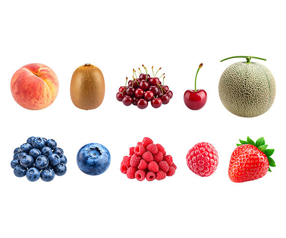 과일(블루베리,멜론,복숭아,딸기,키위,체리,산딸기)