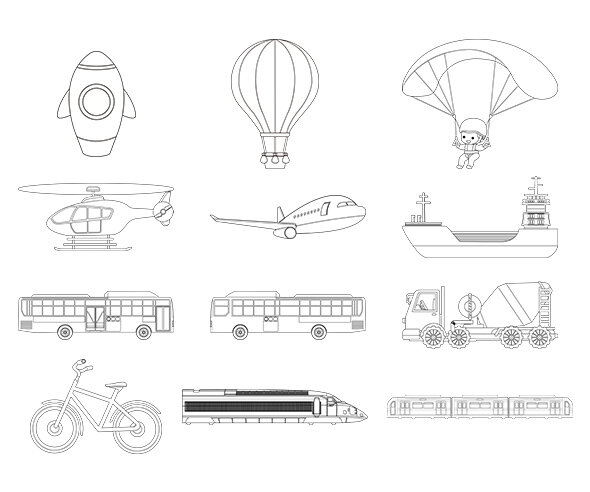 교통기관 색칠 모음