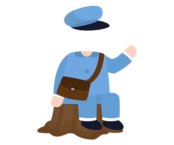 나무에 앉은 우체부 아이 합성이미지