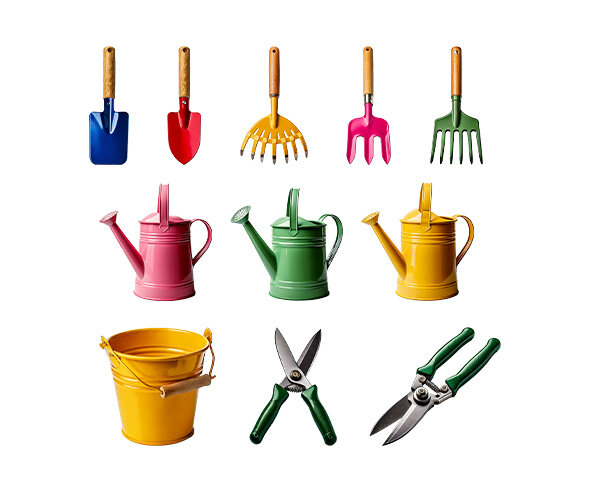 원예용 도구(가위,모종삽,갈퀴,물뿌리개,양동이)