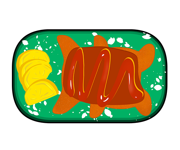 접시에 담긴 돈까스