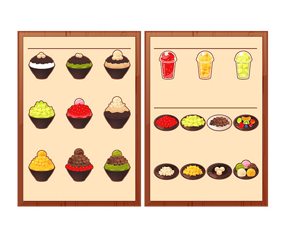 빙수 가게 메뉴판(문구없음)