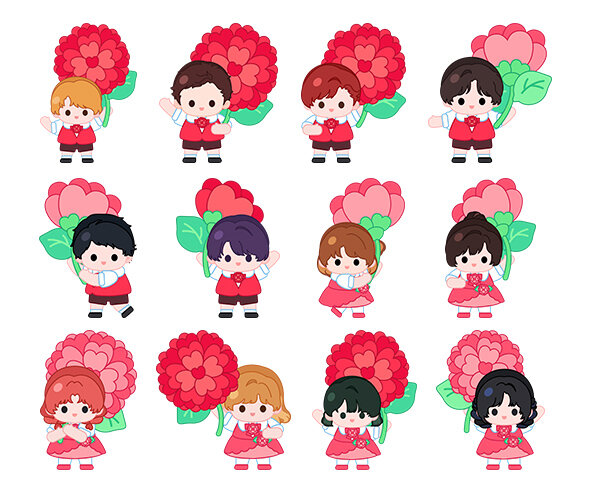 카네이션 들고 있는 아이