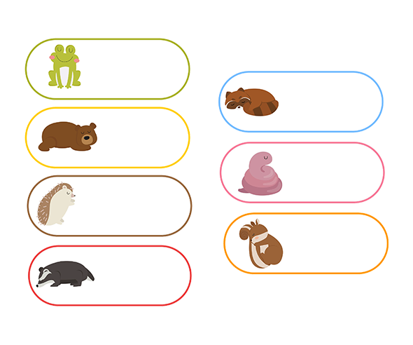 겨울잠 자는 동물 이름표 개별도안