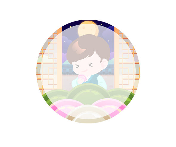 송편 먹는 아이 라벨(남아)