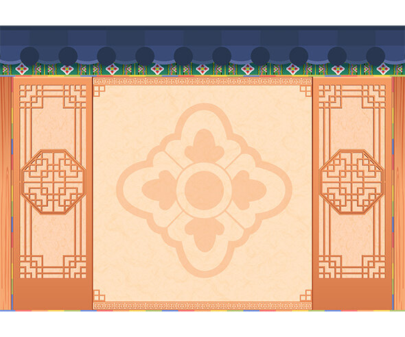 전통 기와와 창호 배경