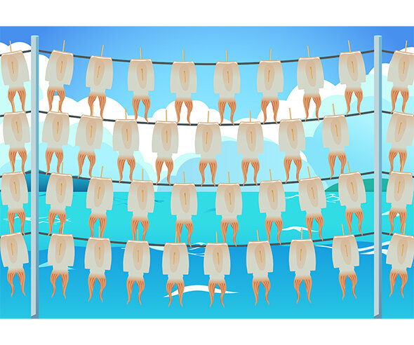 오징어 덕장 배경