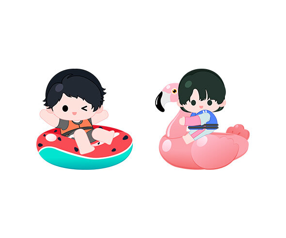 튜브 타고 있는 아이