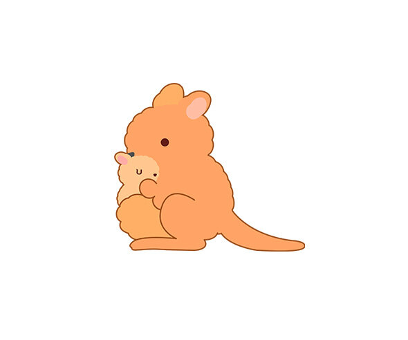 아기 캥거루와 엄마 캥거루