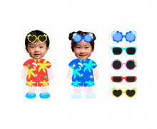 하와이안 셔츠 입은 아이 합성이미지