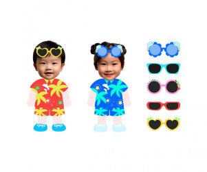 하와이안 셔츠 입은 아이 합성이미지