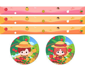 과수원 농부 띠지 라벨