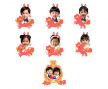 새해 붉은 말 탄 아이 합성이미지