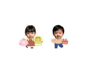 시장놀이 아이 합성이미지