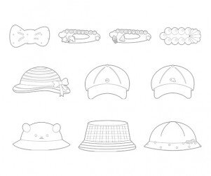 모자, 헤어핀 색칠 모음