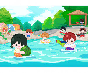 계곡 물놀이 배경