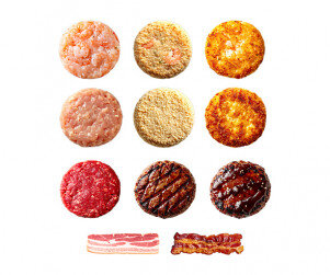 햄버거 재료 (조리 전, 후)