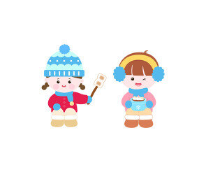 겨울 캠핑하는 아이