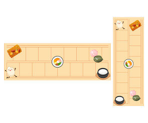 쌀로 만든 맛있는 음식 원고지 레터링 (문구없음)