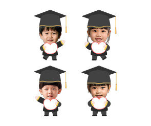 졸업, 수료 피켓 든 아이 합성이미지