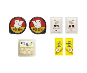 치킨 양념, 허니 머스타드, 소금, 치킨무