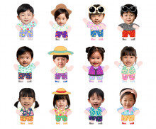 시골 옷 입은 아이 합성이미지