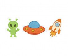 로켓, 우주선, 외계인