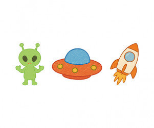 로켓, 우주선, 외계인