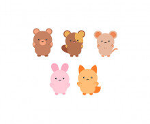 동물 (곰,다람쥐,여우,쥐,토끼)