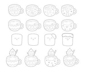 코코아와 마시멜로 색칠 모음