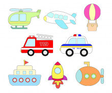 교통기관(경찰차,로켓,배,비행기,소방차,헬리콥터,잠수함,열기구)