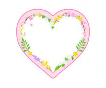 하트 분홍 꽃 라벨