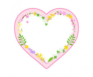 하트 분홍 꽃 라벨